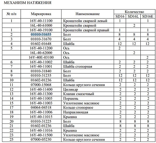 Болт 01010-31655 Болт 01010-31655