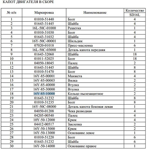 Кольцо пылезащитное 16Y-85-10000 Кольцо пылезащитное 16Y-85-10000